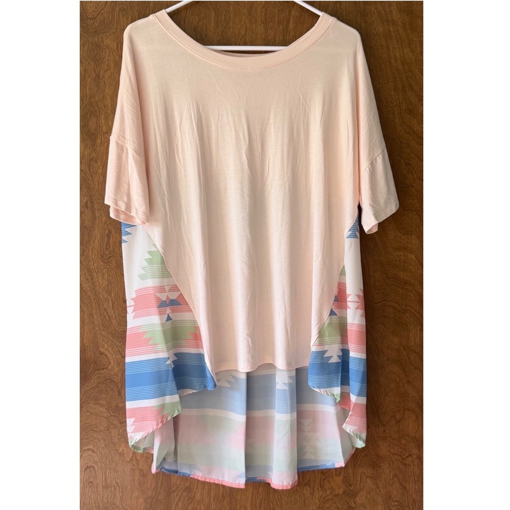 Avery sz L Aztec Print Soft Flowy Oversized Tunic Top Blouse Southwestern Casual - Picture 4 of 7
